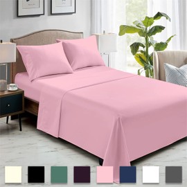 Rohi Pink King Size Flat Sheet Microfibre – Ultra-Soft, Durable, and Hypoallergenic Flat Sheets for Standard and Oversized Mattress Flat Bed Sheet (Pink – 255 x 270cm)