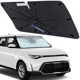 Windshield Sun Shade Umbrella for Kia Soul 2020-2024, Foldable Car Sunshade for Front Windows with 360° Rotating Shaft, Custom fit Soul Sun Visor Shield for UV Blocking and Heat Insulation