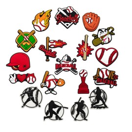 HCTGATH Sports Shoe Charms, Baseball Soccer Football Basketball Volleyball Softball Hockey Shoe Decoration Charms, Cute Clog Accessories Charms for Sports Fans (Baseball)