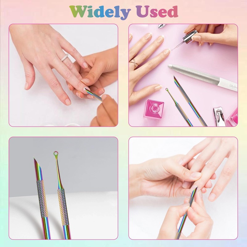 Color Titanium-Circle Bevel Shovel Double Head Cuticle Remover Pusher,Double head