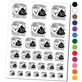 Toilet Paper and Poop Best Friends Forever Friendship Love Temporary Tattoo Water Resistant Fake Body Art Set Collection - Red (One Sheet)