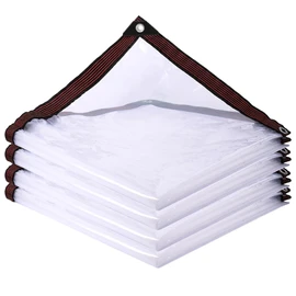 Clear Tarp Waterproof with Grommets,Heavy Duty PVC Vinyl Tarps Cover,Transparent Tarpaulin Large (Small) for Outdoor/Camping/Plant/Garden/Chicken Coop/Cat Litter