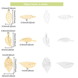 DICOSMETIC Stainless Steel Maple Leaf Charms Gold and Rose Gold Jewellery Making Charms for DIY Earring Bracelet Necklace Jewellery Making, Hole: 1mm, Stainless Steel