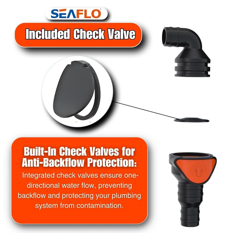 SEAFLO 90° Angled (3/4"-1" in |1" Out) Quick Disconnect Non-Return