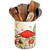 Hexagram Mushroom Decor Utensil Holder, Mushroom Kitchen Decor Ceramic Utensil