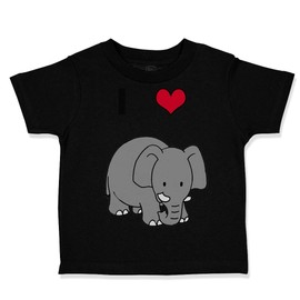 Toddler T-Shirt Safari Grey Elephant Black Letter and Red Heart Cotton Safari Boy & Girl Clothes Cute Elephant Baby Funny Tee Black Design Only 4T