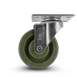 Z20P2431NGD High-Temperature Caster - 4" Epoxy Resin Wheel, Zinc Plated Steel Yoke, 5/16" Precision Bearing | Heavy-Duty Plate Mount Caster for Industrial Use