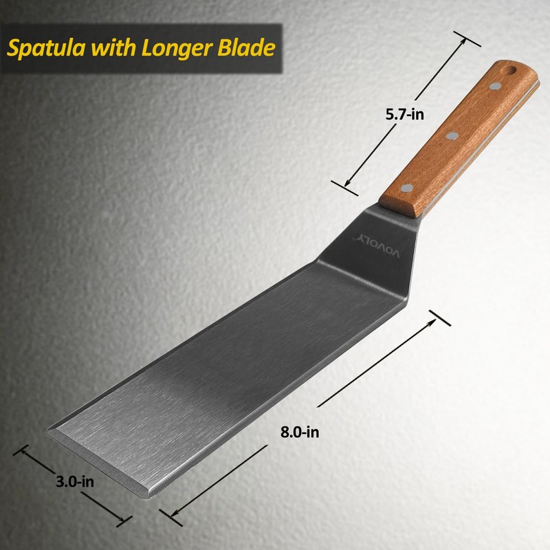 Stainless Steel Metal Spatula, Long Griddle Spatula, Hamburger Smasher Turner