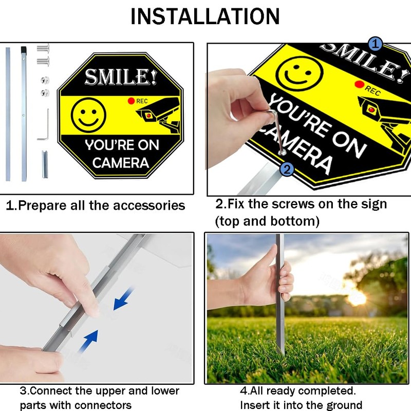Smile Your On Camer Sign, Video Surveillance Signs Outdoor, Aluminum