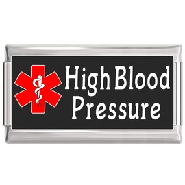 NewCharms High Blood Pressure Medical Alert Italian Charm on Black Superlink Bracelet Jewelry Link