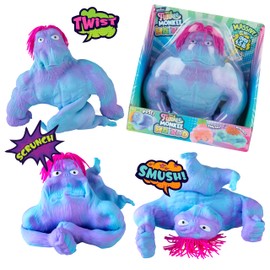 ORB Original Jumbo Hairdo Funkee Monkee (Blue/Purple) – Big 4.5 lb Stretchy Monkey with Hair - Funny, Squishy, Perfect to Squeeze for Stress Relief! Collectible Sensory Fidget Toy for Kids and Adults