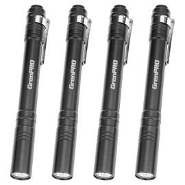 GRENPRO Pen Lights for Nurses LED Penlight, Aluminum Pocket Flashlight, Small Pocket Flashlight 2AAA Batteries Include, 4 Pack Emergency Handheld Penlight Black