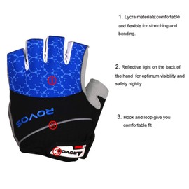 ROVOS Cycling Gloves Gel Men Bike Gloves Biking Gloves Half Finger Bicycle Gloves- Anti Slip Shock Absorbing 5mm Padded Breathable Mountain Bike Gloves for Women (Blue,Medium)