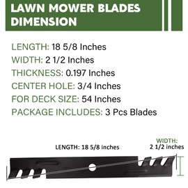 Autsurles Mulching Blades for John Deere GY20569, M113518, M115496 54 inch Deck 325 335 345 2254 Scotts M115496 Lesco 051509 3 Pack