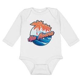 TATY Kids Tropical Ala Moana Long Sleeve Baby Infant One Piece Bodysuit 12 Months White