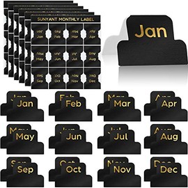 72 Pieces Adhesive Monthly Stickers Monthly Planner Index Tab Decorative Monthly Label Monthly Calendar Stickers for Office Study Planner Journal Notebook (Black)