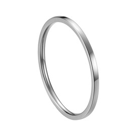 INRENG Women's Stainless Steel 1MM Thin Plain Midi Stacking Ring Band Comfort Fit Silver Size 7