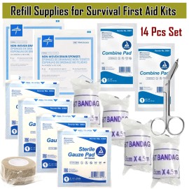 Lab Supply Mart 14 Piece Lot - Gauze Pads Refill for Emergency Survival School First Aid Kit