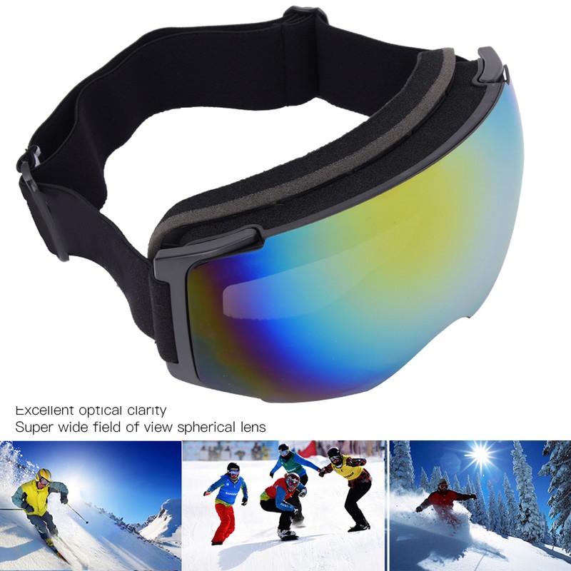 Outdoor Magnet Double Layer Antifog Skiing Goggles for Climbing Snowboardinggolden