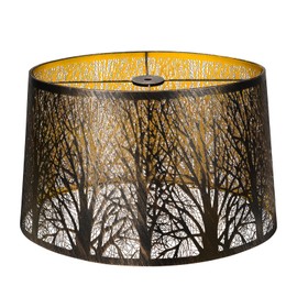 Metal Lamp Shade, Large Lampshade for Table Floor Lamps, (12×8)'' Top×(14×10.5)'' Bottom×8.5" Height Oval Shade, Etched Forest Gothic Style Replacement Lamp Shade(Spider), Bronze Gold
