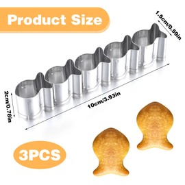 3pcs Goldfish Cracker Cutter,5 Cavity Stainless Steel Fish Cookie Cutter,Mini Cookie Molds,Mini Gold Fish Cutters for Crackers,Easter Cookies Cutters Set for Animal-Shaped Cookies