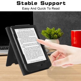 Yiernuo Case Compatible with Tolino Shine Color/Shine 5 (2024)/Shine 4(2022) & Kobo Clara Colour/Clara BW (2024)/Clara 2E (2022) eReader, Protective Case with Card Slot, Hand Strap and Holder, Black