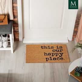 This is Our Happy Place Doormat | 18x30 Inch Natural Coir Entry Mat with Black Text | Perfect for Indoor & Outdoor Use