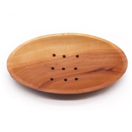 Handcrafted Wooden Soap Dish, Oval Shape with Drainage Holes, 13 x 8 x 2.5 cm