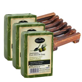 Kalliston, Natural Soap, Extra Virgin Olive Oil Soap Bars, Fragrance Free, All Natural for Smooth Skin, Hypoallergenic, Cruelty Free, Handcrafted in Crete, Greece, Pack of 4