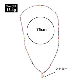 Visxcnu 1 x Boho Necklace, Gold Colour, Seashl Necklaces, Pearl Layer Necklace, Boho Grain Layered Chains, Jewellery Accessories for Women and Girls, Metal