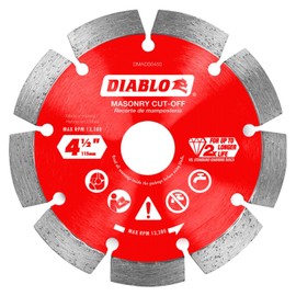 Diablo Diamond Segmented Masonry Cut-Off Blade for Concrete, Brick and Block - 4-1/2" Diameter, 2.2mm Kerf, 13280 Max RPM - DMADS0450