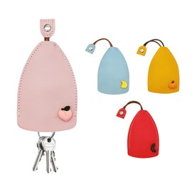 AdiStylinno Car Key Case, 4 Pcs Pull Out Cute Car Key Cover Portable Car Key Bag Cartoon PU Leather Key Bag Holde (Style 2)