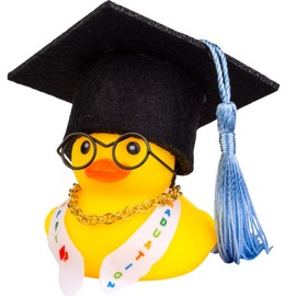 CoFuBcad Graduation Duck Car Dashboard Decoration, Rubber Duck Car Ornament with Mini Graduation Hat Sash Necklace Glasses (2 Inch,H6)