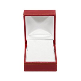 Novel Box Red Jewelry Box for Earrings 2.1x1.9x1.25 Inches - Earring Gift Box with Gold Trim - Faux Leatherette Earring Holder Box - Gift Presentation Boxes for Earrings Only