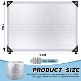 99% Aluminet Shade Cloth Reflective Tarp 6.5 x 10 ft Aluminium Cloth Porch Privacy Screen with Grommets for Car Garden Pergola Patio Sun Shade Kennel Cover Durable Mesh Canopy Cover Easy Setup