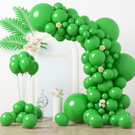 Voircoloria 130pcs Green Balloons Different Sizes 18" 12" 10" 5" Party Latex Balloons for Birthday Dinosaur Baby Shower St. Patrick's Day Summer Jungle Forest Safari Party Decorations