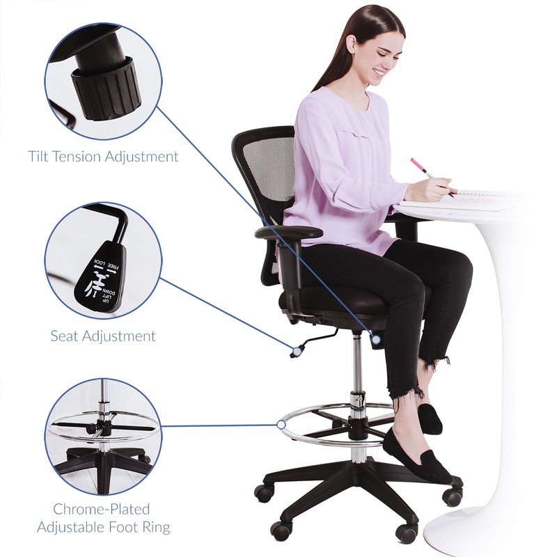 Modway Articulate Drafting Chair - Reception Desk Chair - Drafting