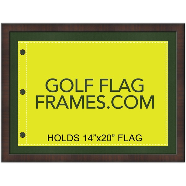 Golf Flag Frames 17x23 Walnut Brown, Moulding brn-001, Green Mat