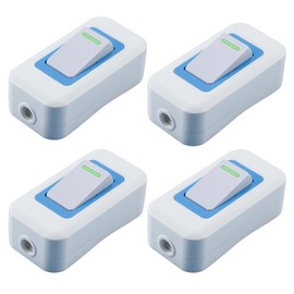 Leloco 4 Stück Schalter 250V 10A, Lnline Schalter Zwischenschalter Kabelschalter lampenschalter für 2-adrige Zuleitungen, Schnurschalter für Lampen Tischlampen, Kleinventilator, Haushaltsgeräte