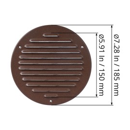ECOPRO VENT Brown Metal 6'' Inch Round Ventilation Grille - Inside/Outside use - (Grille: 6''Ø/Cover Area: 7.25''Ø) - Air Vent Louver - Available 9 Sizes / 2 Types / 3 Colors.