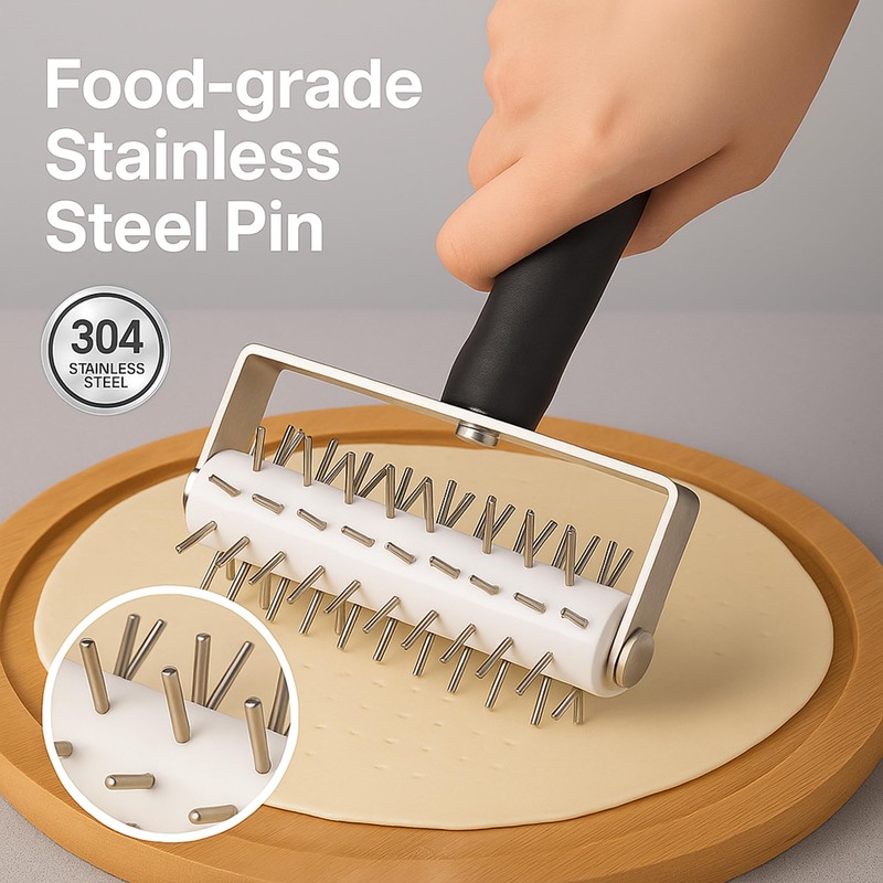 EVEDMOT Pizza Dough Docker Roller Stainless Steel, Pin Puncher Dough
