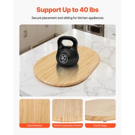 VEVOR Mixer Slider Mat for Tilt Head Kitchen Aid 5.5-8 Qt Stand Mixer, kitchenaid Mixer Slider with PTFE Feet, Kitchen Countertop Storage Accessories Moving Tray attachments (Natural Wood)