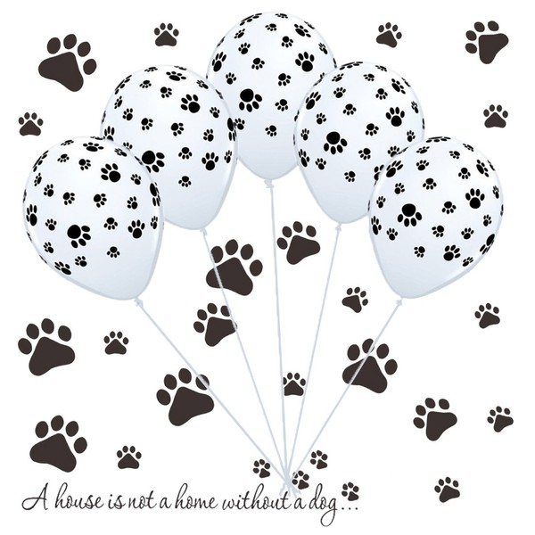 Kvvdi 73 pcs/kit Dog Puppy Birthday Party Paw Print Balloons Supplies Decor, Dog Wall Decor Birthday Banner Balloons with Proverbs Decal