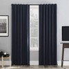 Sun Zero Greyson Faux Dupioni Silk Extreme 100% Blackout Back Tab Curtain Panel, 50" x 63", Navy Blue
