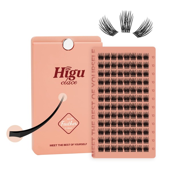 Higu clace Flat Eyelash Extensions, 88-Piece Cluster Eyelash Set, Ultralight