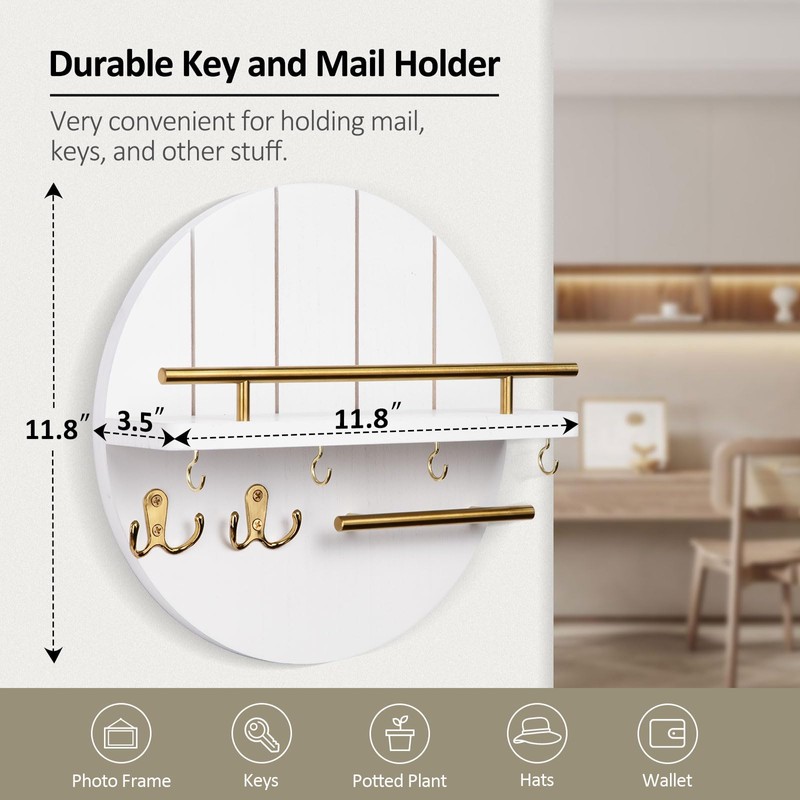 Nekon Key Holder Wall Mount, 11.8 Inch Key Rack with