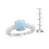 Sterling Silver High Polish Four-Prong Round Larimar with CZ Ring