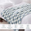WRENSONGE Checkered Throw Blanket, Grey Blue Soft Cozy Fluffy Warm