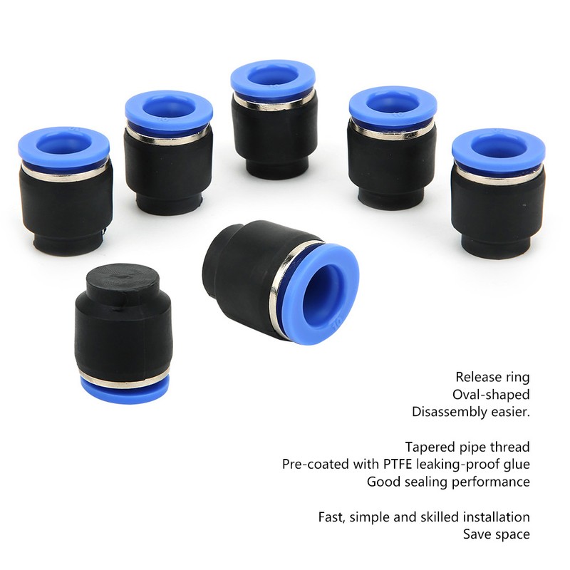 50PCs Air Pipe Plug Pneumatic Cap Plastic Brass Quick Insert