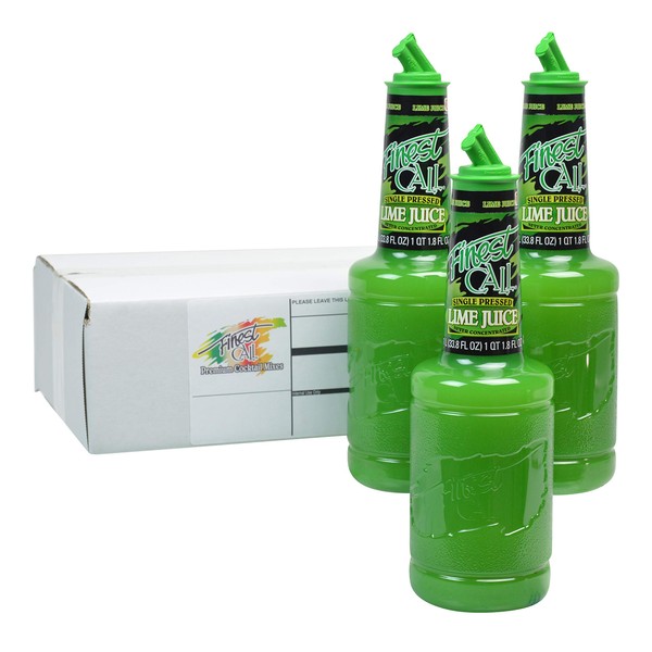 Finest Call Premium Single Pressed Lime Juice Drink Mix, 1 Liter Bottle (33.8 Fl Oz), Pack of 3